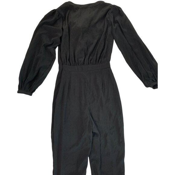 Atmosphere Black Jumpsuit Size 2 US XS Polyester V-Neck Long Sleeve RZ10400 - Picture 10 of 14